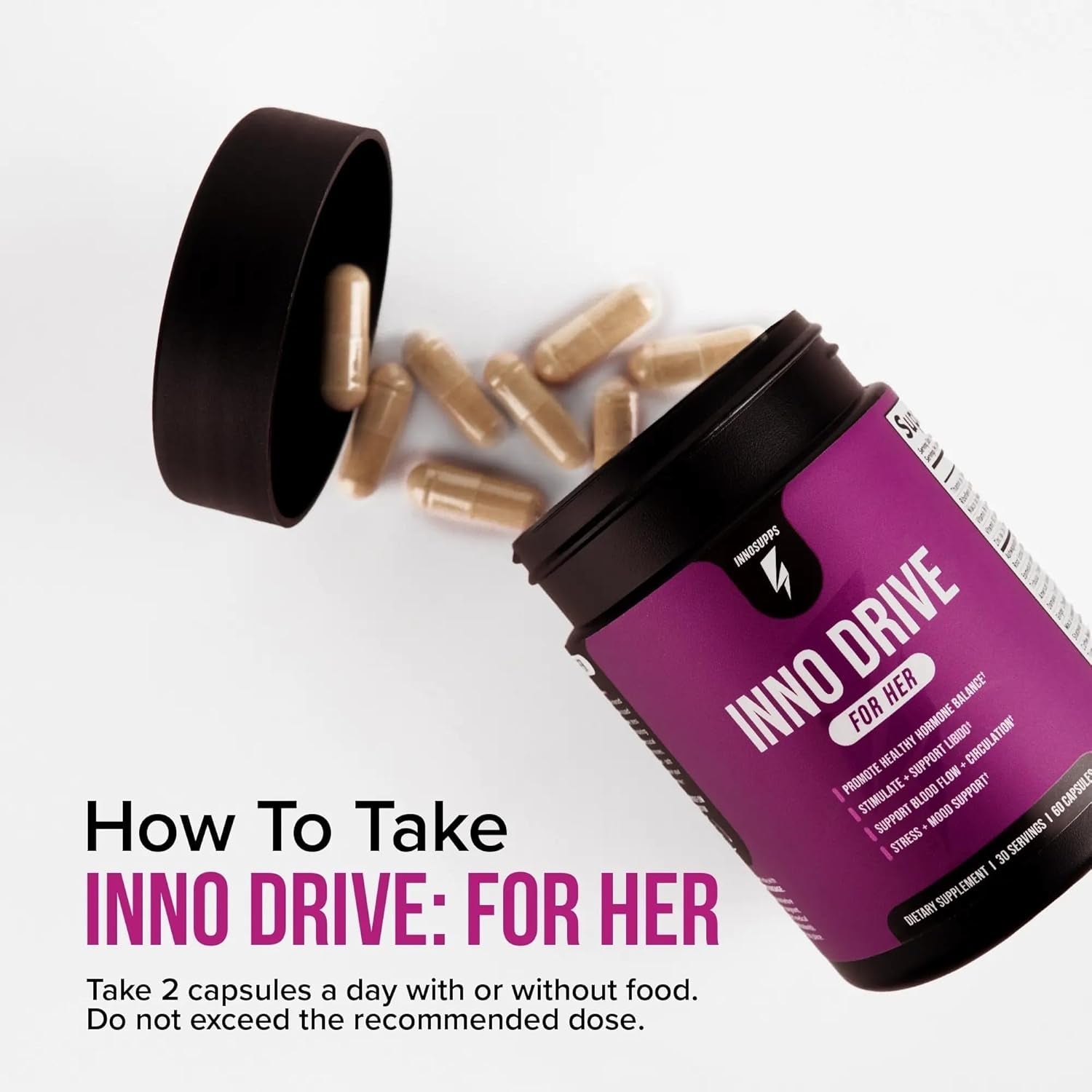 Innosupps Inno Drive for Her, Women’S Healthy Hormone Balance Support, Supports Libido, Boost Intimacy, Energy, Mood, Weight, & Immune Support Supplement - 60 Capsules, 30 Servings