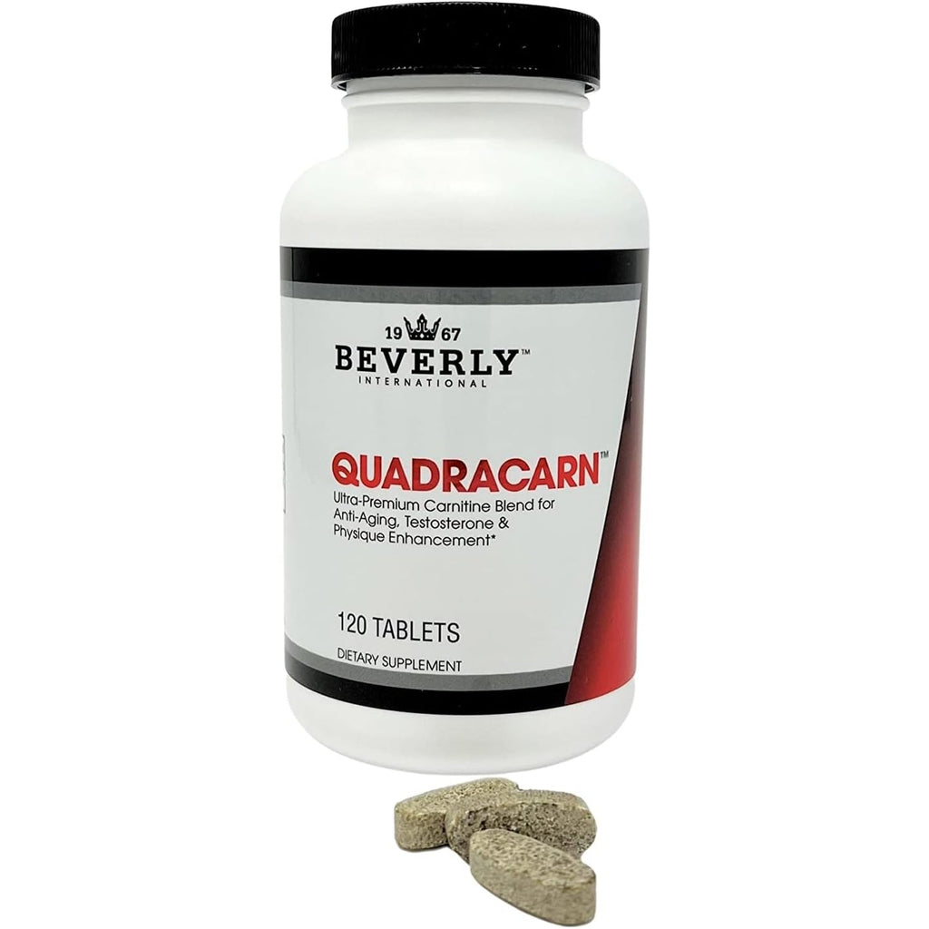 Beverly International Quadracarn 4X-Potency, Lab Tested Ultra-Premium Carnitine Blend for Fat Loss, Muscle Definition, Metabolism, Mood, Energy Boost, Anti-Aging, Brain Function. 120 Tablets.