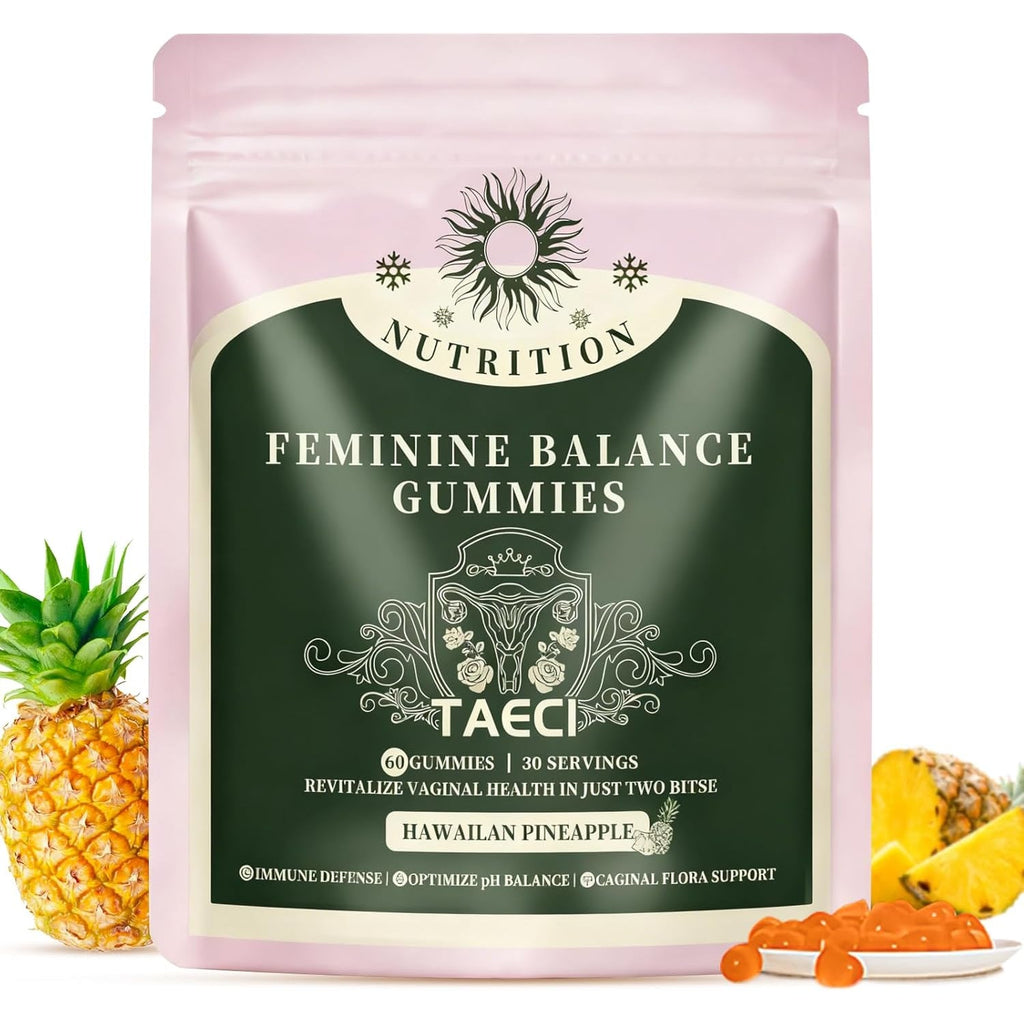 Feminine Balance Gummies for Women – Daily Ph & Probiotic Support with Pineapple & Vitamin C, Supports Flora & Immune Health, Vegan & Gluten-Free, 60 Gummies (30-Day Supply)