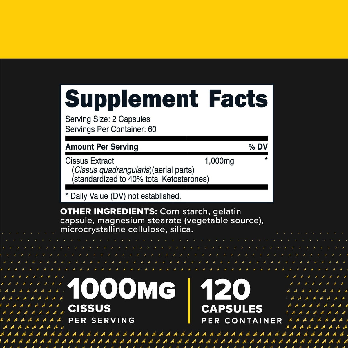 Primaforce Cissus Quadrangularis Extract, 120 Capsules, 1000Mg per Serving - Gluten Free, Non-Gmo