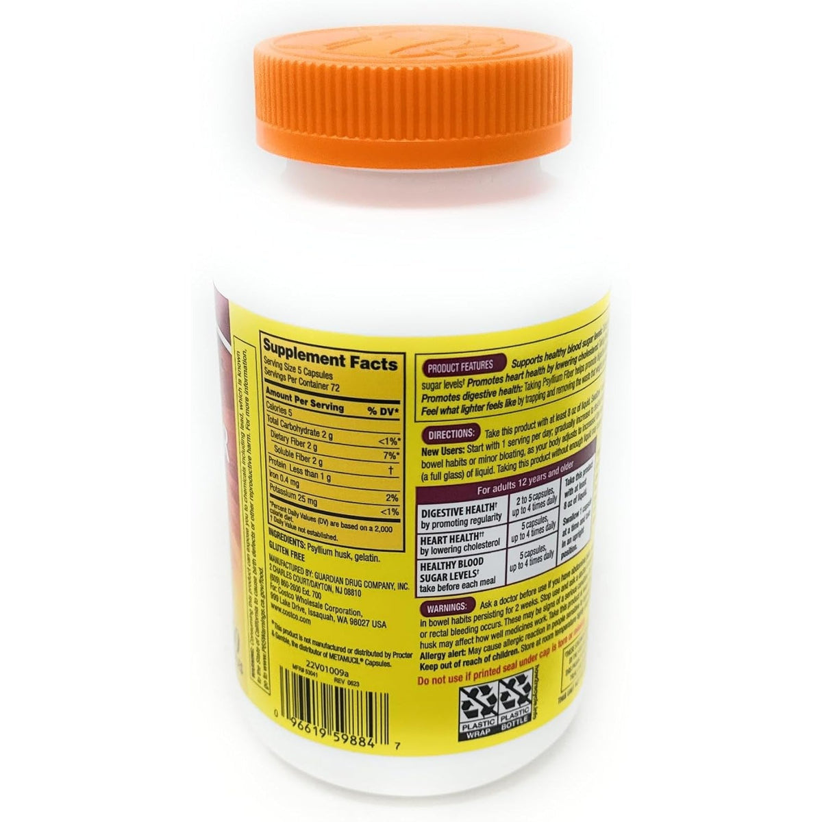 Fiber Capsules Kirkland Therapy for Regularity/Fiber Supplement, 360 Capsules - Compare to the Active Ingredient in Metamucil Capsules