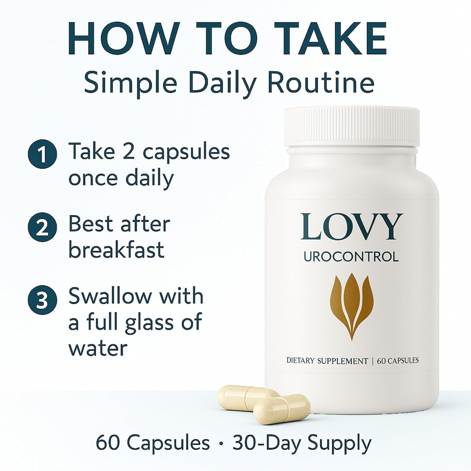 Lovy Urocontrol Capsules, Bladder Health Supplement, Maximum Strength Formula with Magnesium, Cranberry, Pumpkin Seed, Red Clover, Sea Buckthorn Fruit Powder, Non-Gmo, Gluten Free, 60 Capsules (1)