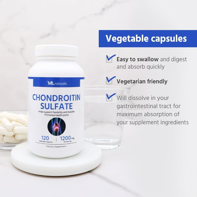 ML Naturals Chondroitin Sulfate 1,200Mg (Per Serving) – 120 Vegan Capsules – Supports Joint Flexibility & Mobility