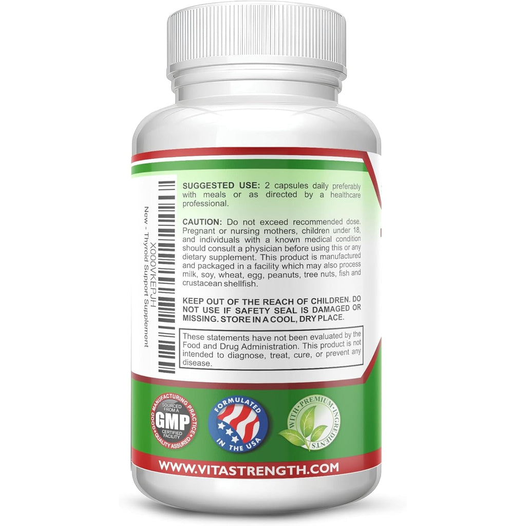 Thyroid Support - Complete Formula to Support Energy Levels with Iodine, Bladderwrack, Kelp, B12 & More- Thyroid Energy: Boost T4 to T3 Supplement - Non-Gmo