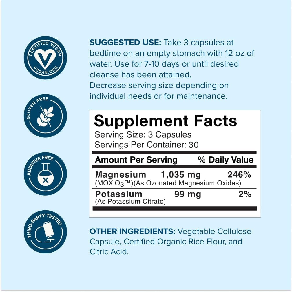 Nbpure Mago7 - Natural Colon Cleanse & Detox | Occasional Constipation Relief, Stool Softening, & Bloating Support for Men & Women | Ozonated Magnesium Oxide, 90 Capsules