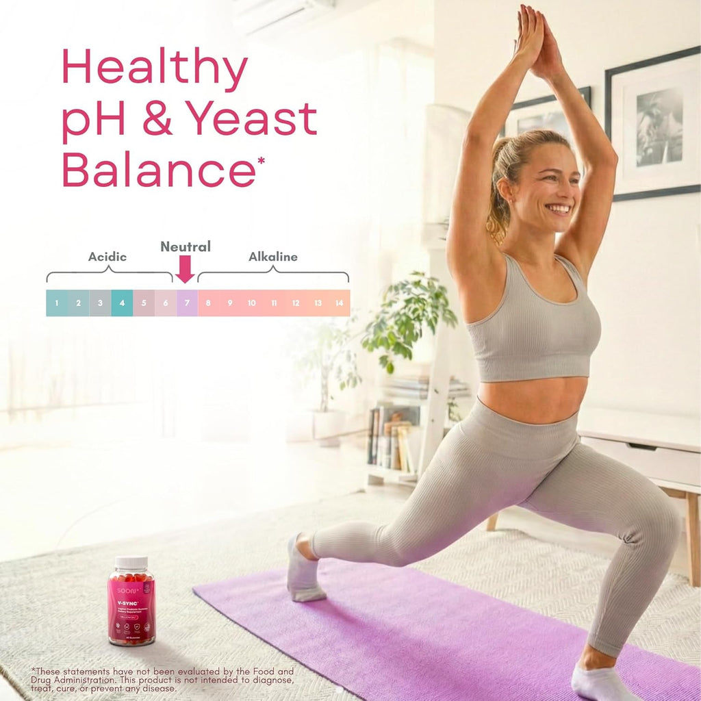 SOON+ Feminine Balance Gummies for Women, V-Sync Pineapple Probiotics for Ph Balance Support * Vaginal, Urinary, Immune, Digestive Wellness * with Bacillus Coagulans, Cranberry, Vitamin C, 60 Gummies