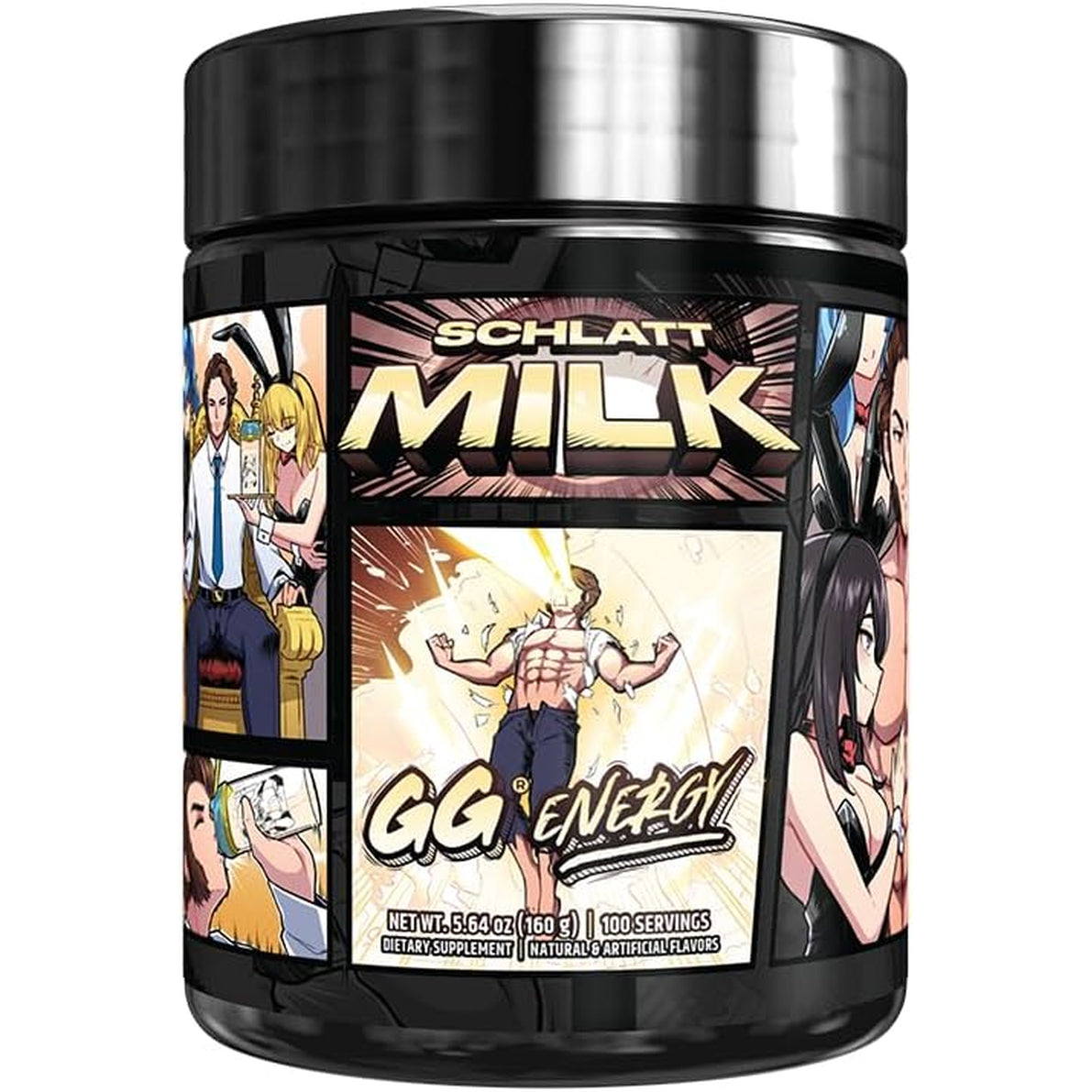 Gamer Supps GG Energy - Schlatt Milk by Jschlatt (100 Servings) - Keto Friendly Gaming Energy and Nootropic Blend, Sugar Free + Caffeine + Vitamins + Immune Support, Powder Drink