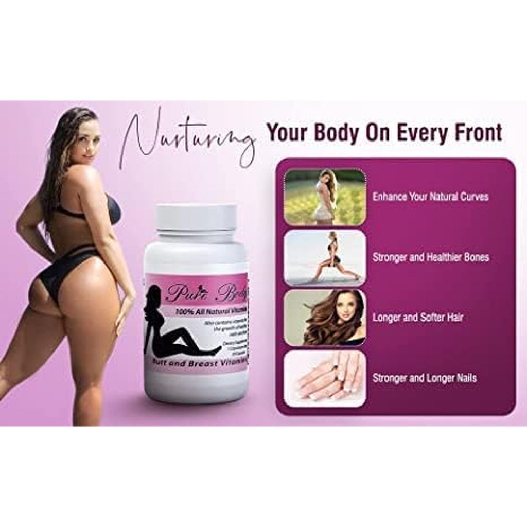 #1 Butt Enhancer and Breast Enhancer Vitamins – Butt Growth & Breast Enhancement Pills for Slim Waist, Bigger Butt & Bigger Breast – Purebody Vitamins All-In-1 BBL Pills for Fast Booty & Breast Growth