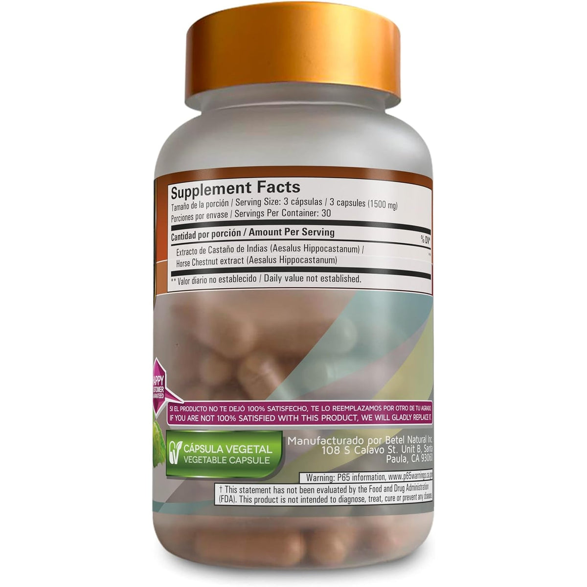 Betel Natural Premium Castano De Indias Para La Circulacion 1500 Mg - Horse Chestnut 90 Caps