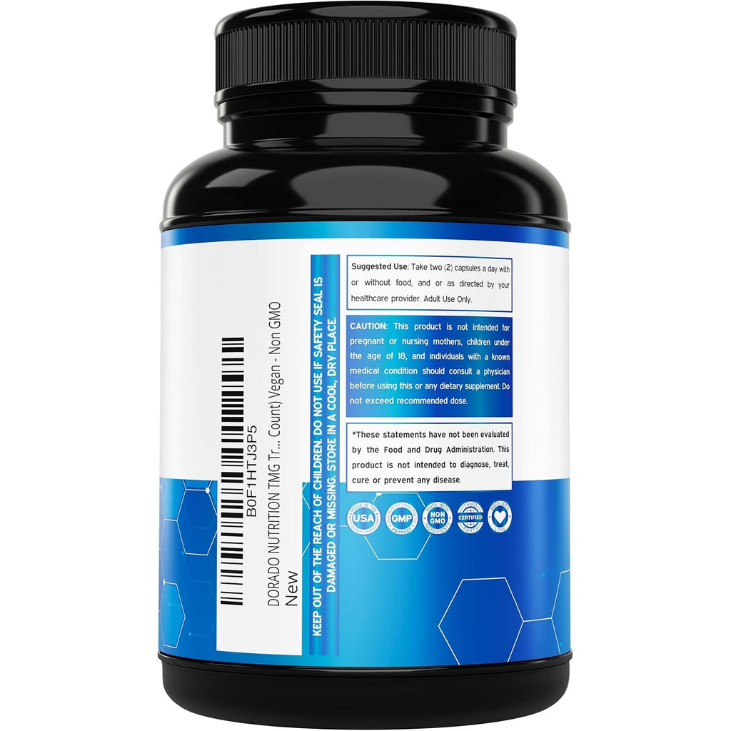 TMG Trimethylglycine Supplement 1,000Mg per Serving (3 Month Supply) - TMG Supplements for Homocysteine Control - as Betaine Anhydrous - Vegan, Third Party Tested & Non GMO - USA Made - (180 Capsules)