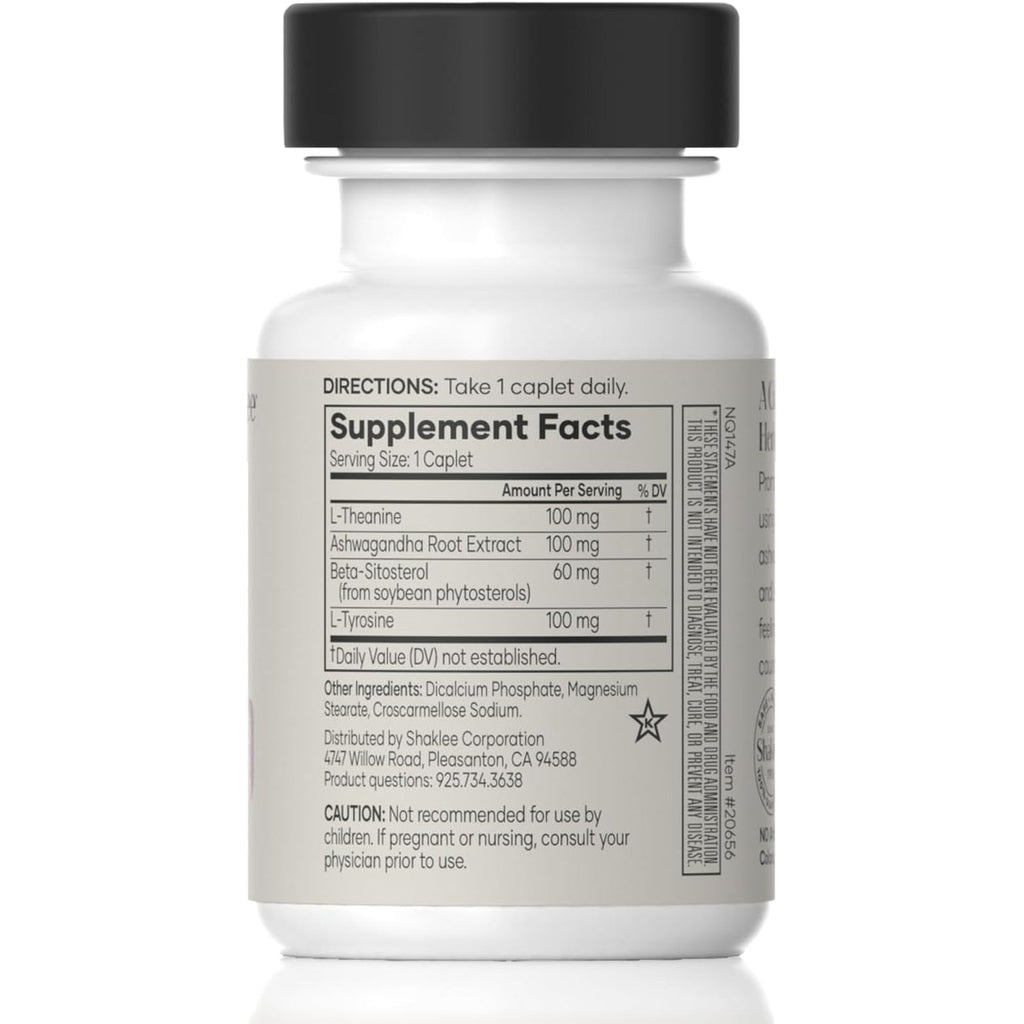 Shaklee - Stress Relief Complex - Calming Blend of L-Theanine, Ashwagandha, Beta-Sitosterol, and L-Tyrosine - Promotes Relaxation without Drowsiness - 1 Caplet Daily - Adults Supplement - 30 Caplets