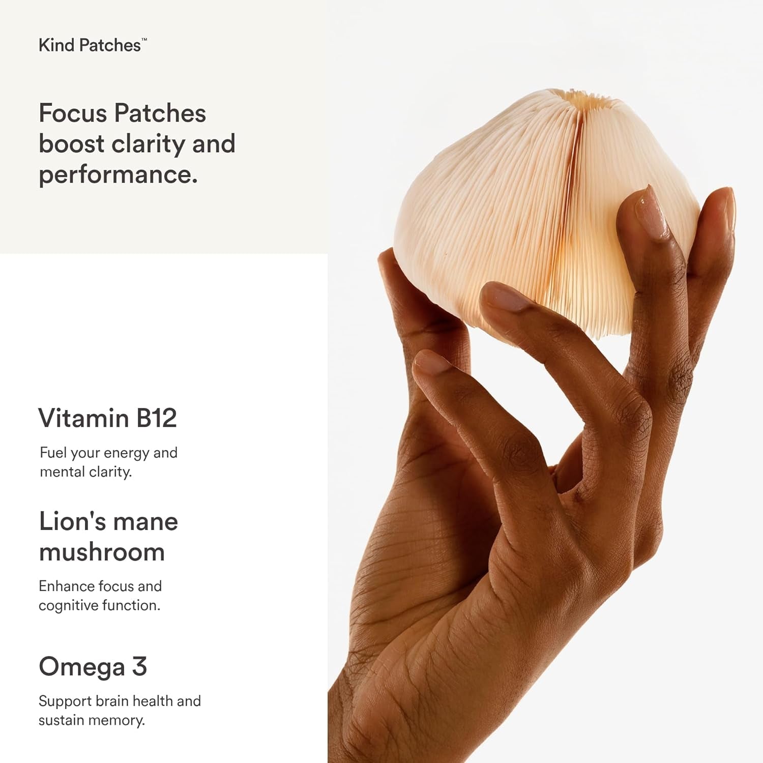 Kind Patches Focus Patches - Mental Clarity and Cognitive Performance - Enhance Productivity with Omega 3, Lion'S Mane, L-Theanine, Ginseng - 30 Count