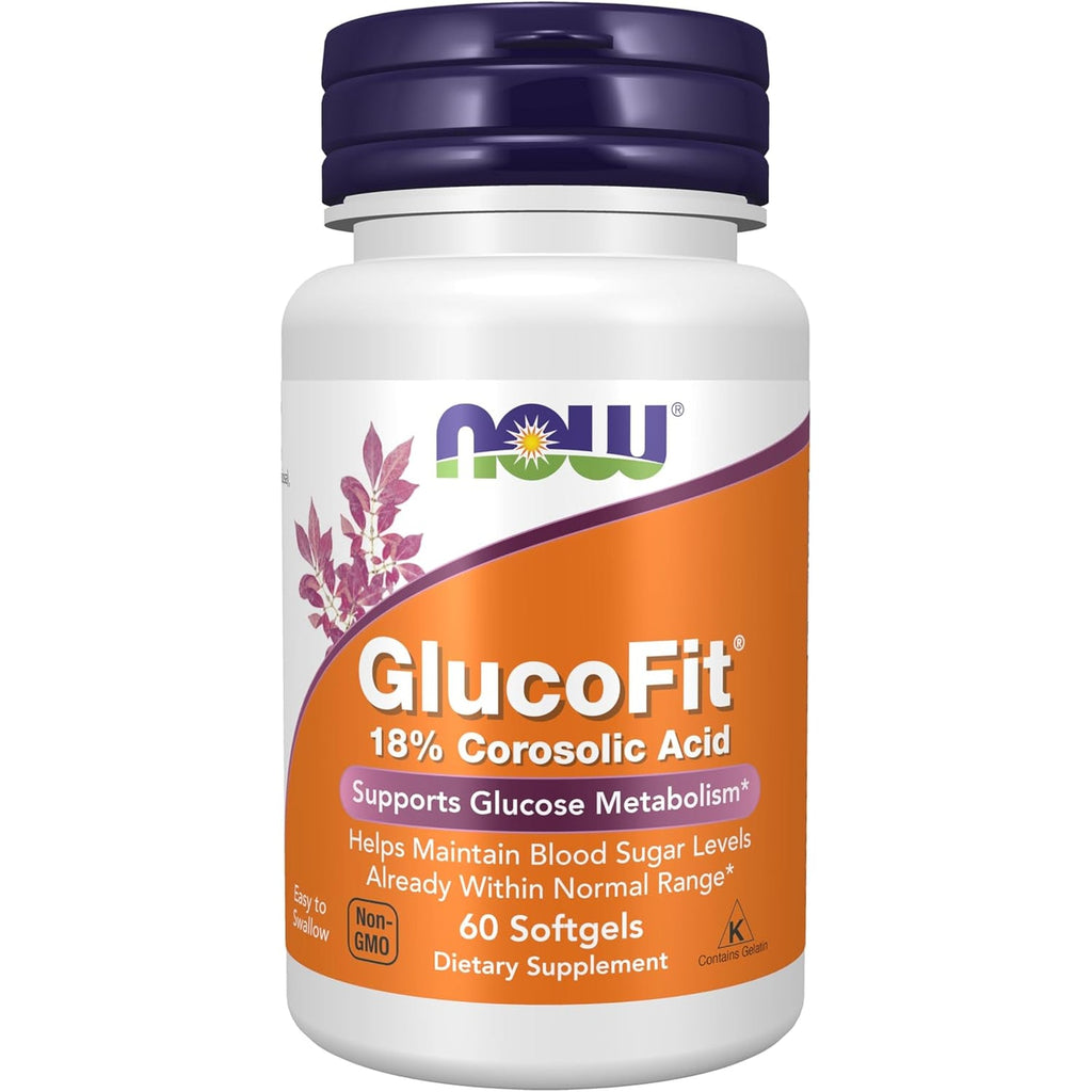 NOW Foods Supplements, Glucofit® with 18% Corosolic Acid, Supports Glucose Metabolism*, 60 Softgels