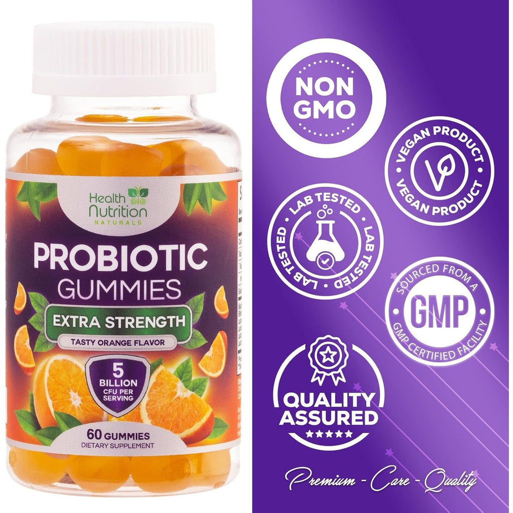 Probiotic Gummies for Women & Men - Advanced Multi-Strain Probiotic Formula - Gut & Digestive Health Support Gummy for Occasional Bloating - Daily Acidophilus Probiotics Supplement - 60 Gummies
