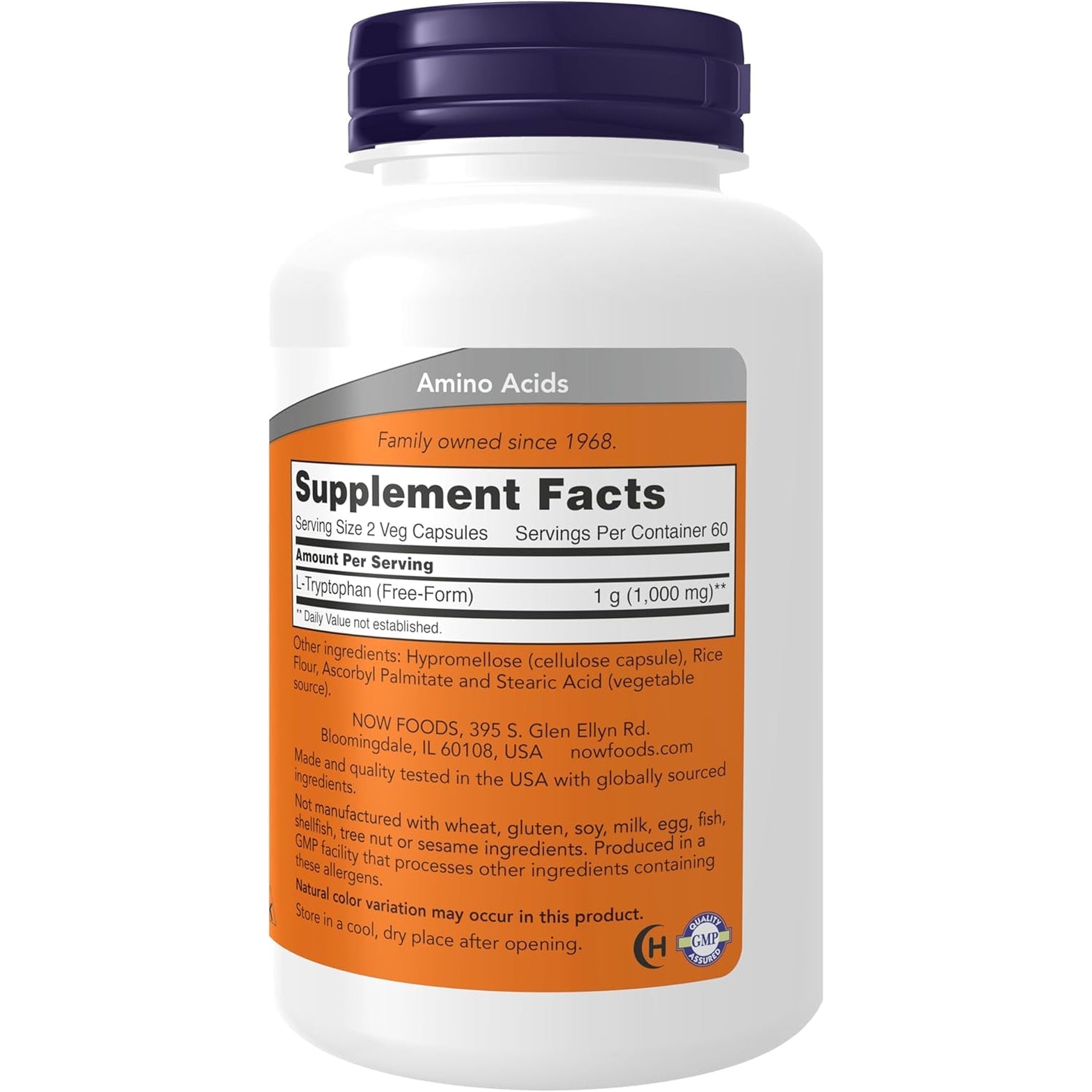NOW Foods Supplements, L-Tryptophan 500 Mg, Encourages Positive Mood*, Supports Relaxation*, 120 Veg Capsules