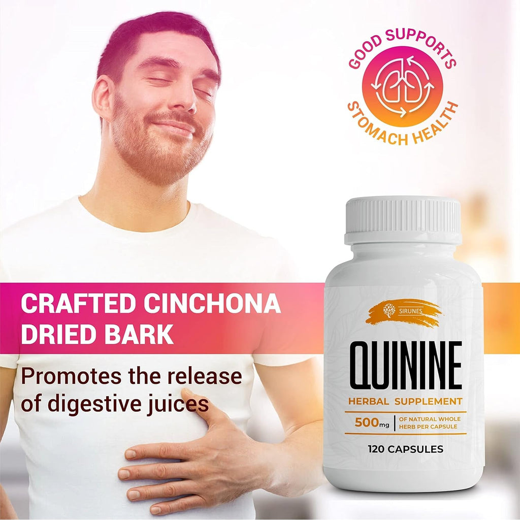 Leg Cramps Relief Quinine Capsules – Natural Cinchona Bark Supplement for Cramp Defense & Digestive Health – 500 Mg Quinine Pills, 120 Tablets, Non-Gmo, Gluten-Free