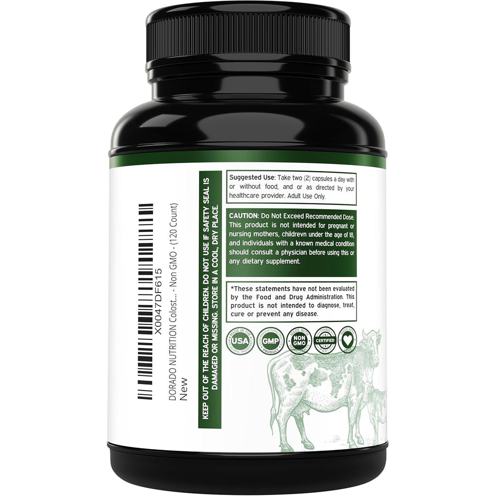 Colostrum Supplement (120 Count) 1000Mg per Serving (Bovine Colostrum Capsules from First Milking Only, Std. to Contain 20% Igg Immunoglobulins) - Grass Fed, No Fillers, Third Party Tested - USA Made