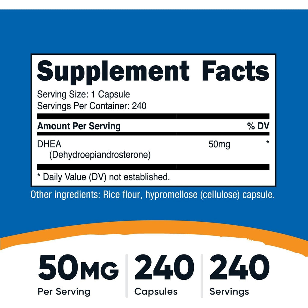 Nutricost DHEA 50Mg, 240 Capsules - Gluten Free, Soy Free, Non-Gmo, Supplement