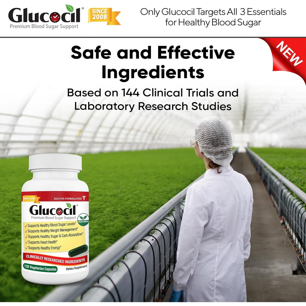 Glucocil – Vegetarian Capsules - Premium Blood Sugar Support - Supports the 3 Essentials for Healthy Blood Sugar - with Berberine, Proprietary Mulberry Leaf, and More