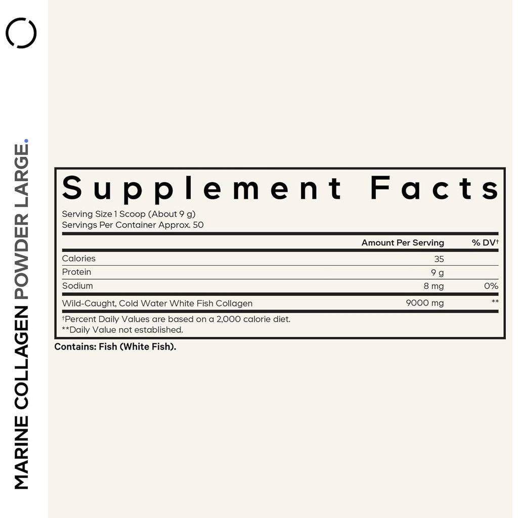 Codeage Marine Collagen Powder - Wild-Caught Hydrolyzed Fish Collagen Peptides - Type 1 & 3 Collagen Protein Supplement - Amino Acids for Skin, Hair, Nails - Paleo Friendly, Non-Gmo, 15.87 Ounces