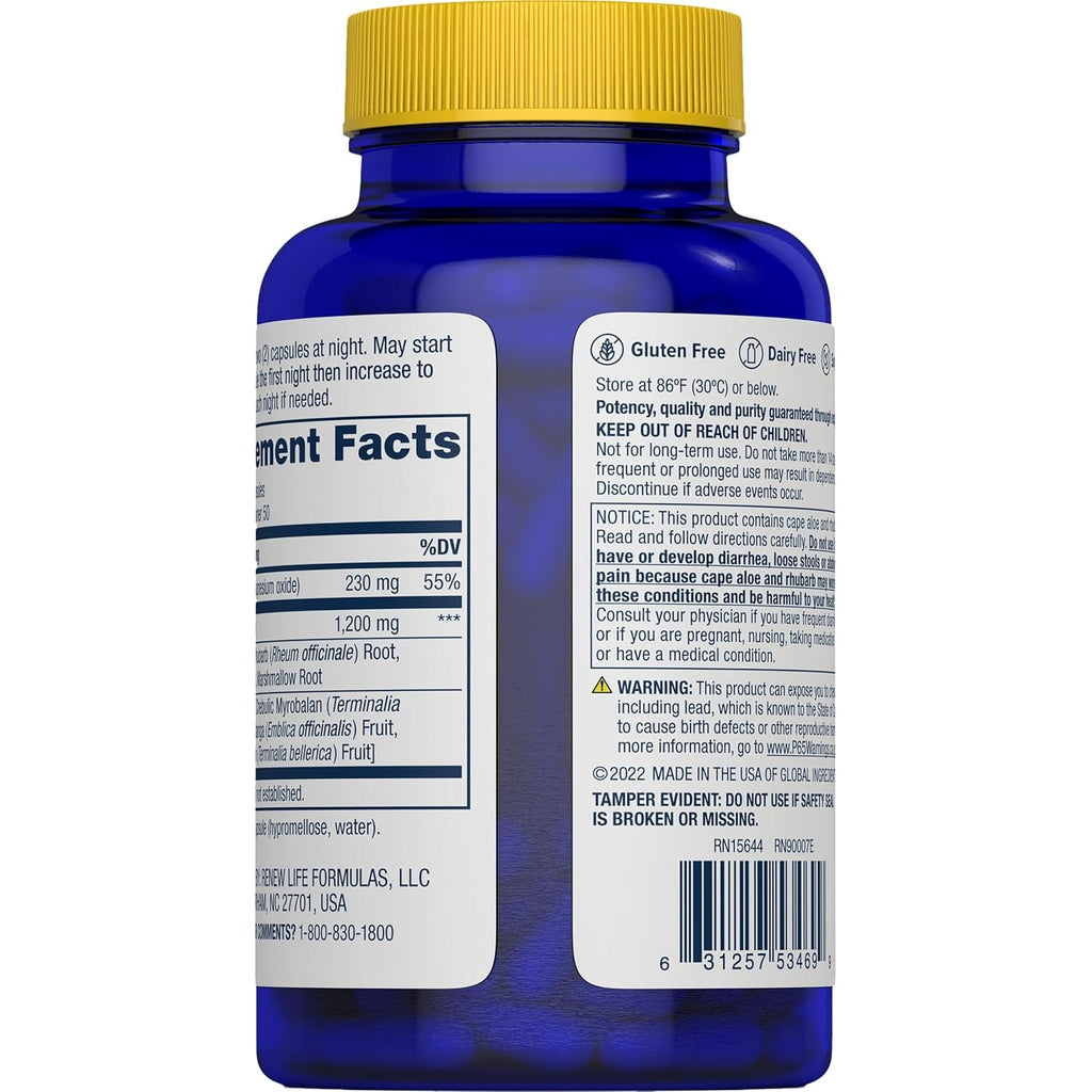 Renew Life Detox Cleanse More, Reduces Bloating and Restores Regularity, Overnight Constipation Relief, Soy, Dairy and Gluten-Free, 100 Capsules