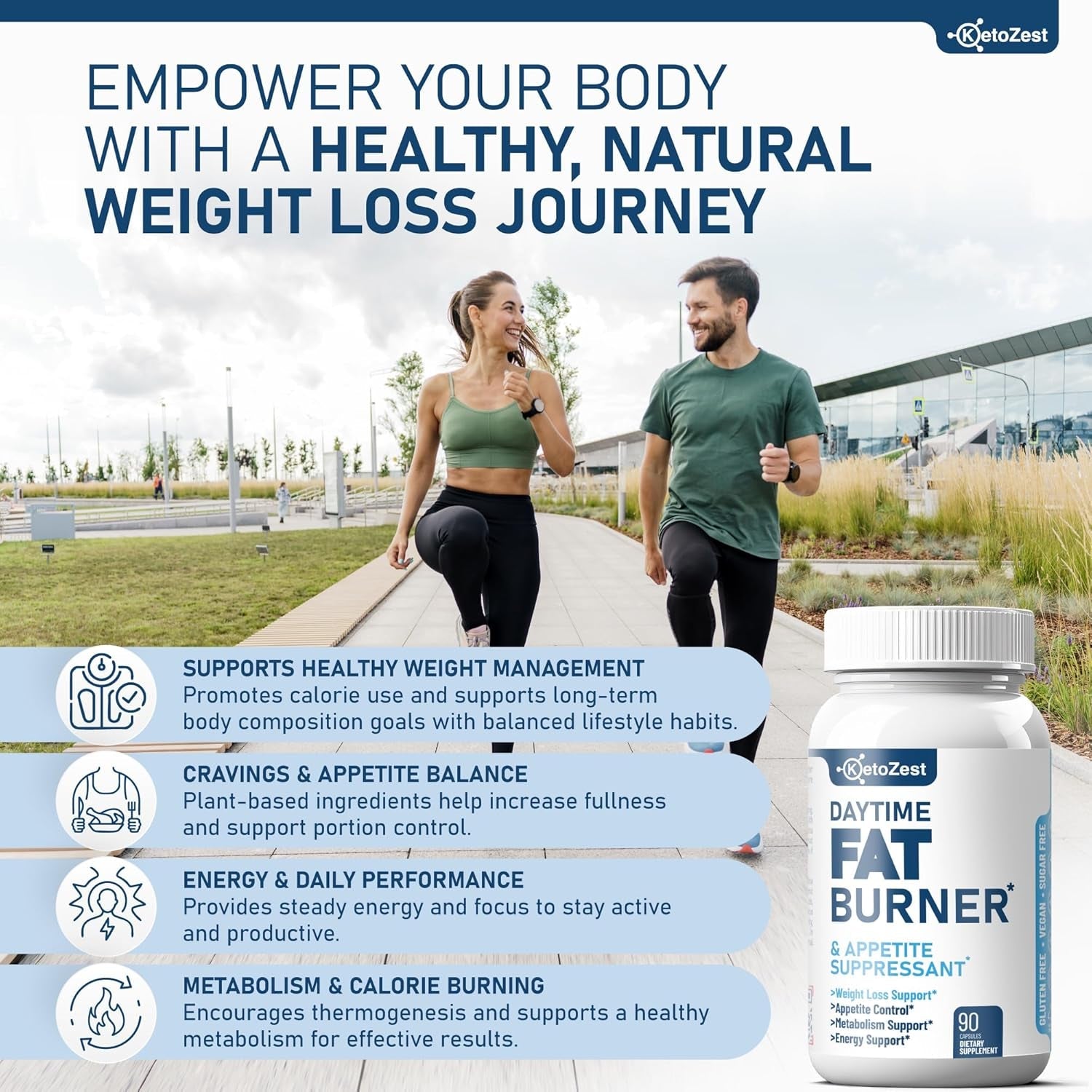 Fat Burner Appetite Suppressant for Weight Loss - Daytime Men Women Natural Thermogenic Fat Burning Diet Pills with Green Tea Caffeine - Curb Hunger Appetite Control Belly Fat Burn Support