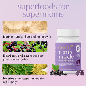 Boobie Bears Lactation Support Gummies | Helps as Milk Supply Booster & Supports Immune Health & Hair Growth | Breastfeeding Supplements with Zinc & Elderberry for Milk Supply Increase, 60 Count