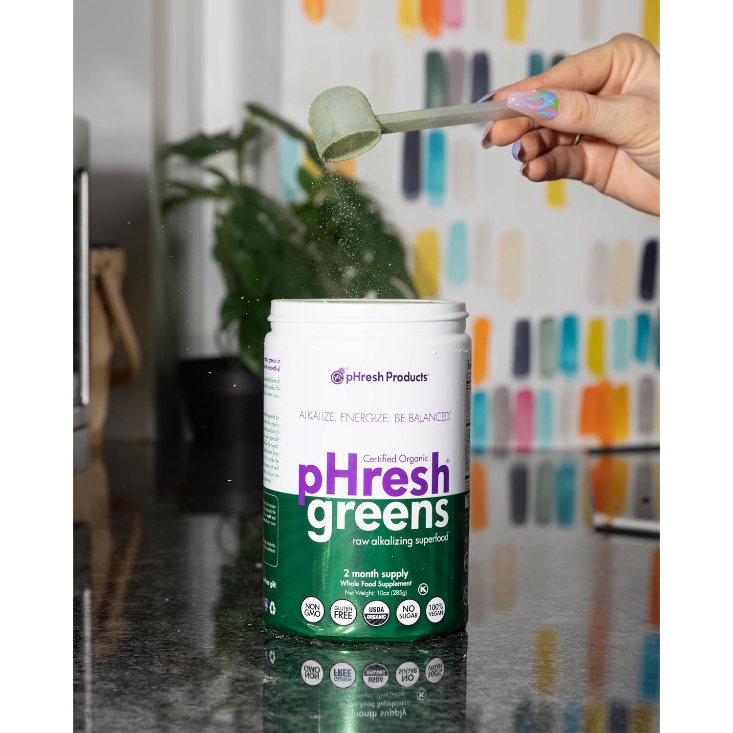 Phresh - Greens Raw Alkalizing Superfood Greens Powder - 2 Month Supply - Vegan, Kosher, Gluten Free - Natural Enzymes, Nutrients - Approved for Intermittent Fasting - 10 Oz