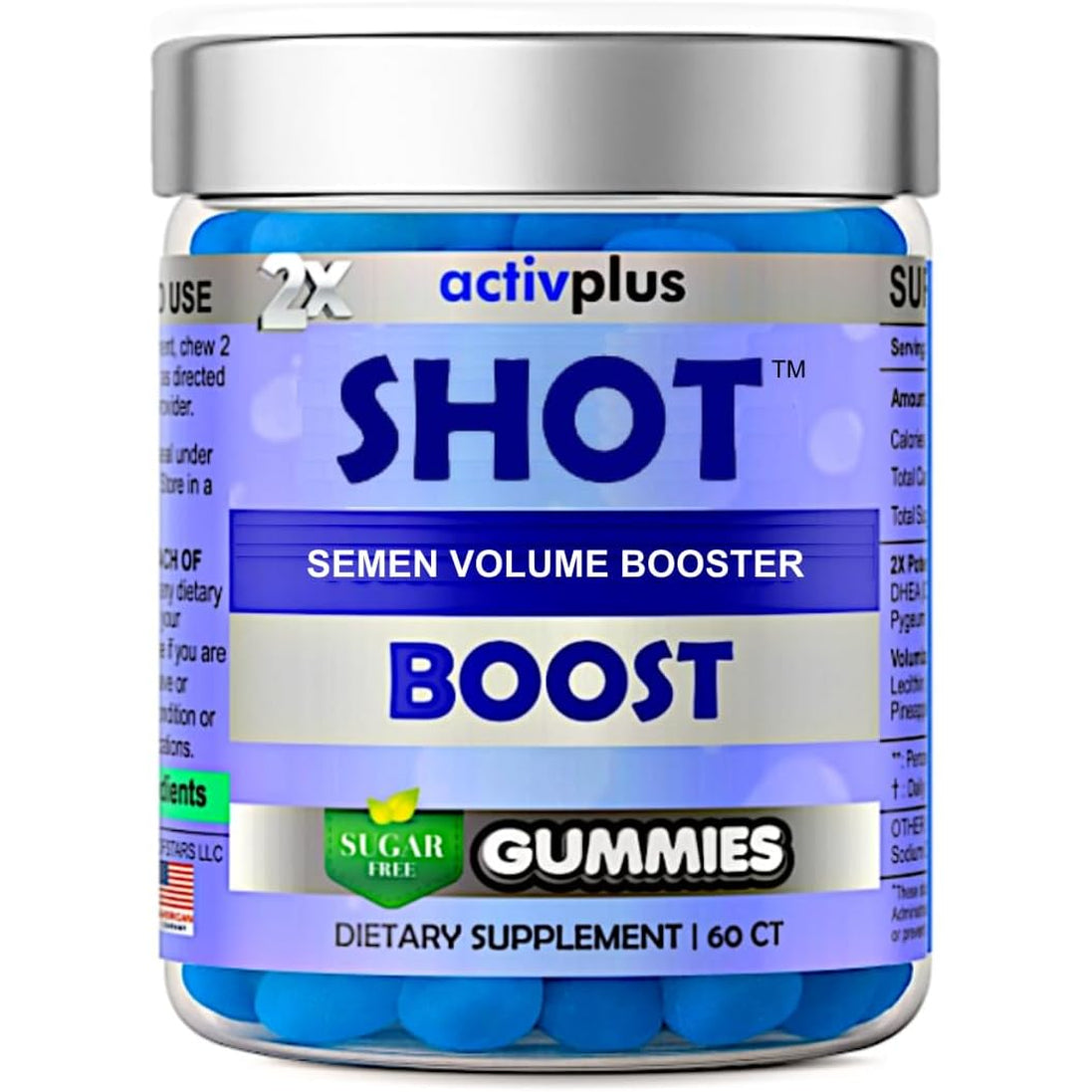 Semen Volume Booster Maximizer 2X Load - Male Fertility - Pineapple & Blueberry Sugar Free 60 Gummies
