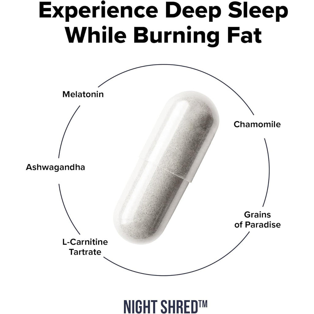 Innosupps Night Shred - Night Time Fat Burner, Weight Loss, and Natural Sleep Support Ashwagandha, 5-HTP, CLA, Melatonin Appetite Suppressant Fat Burning 60 Vegetarian Capsule / 30 Day Supply