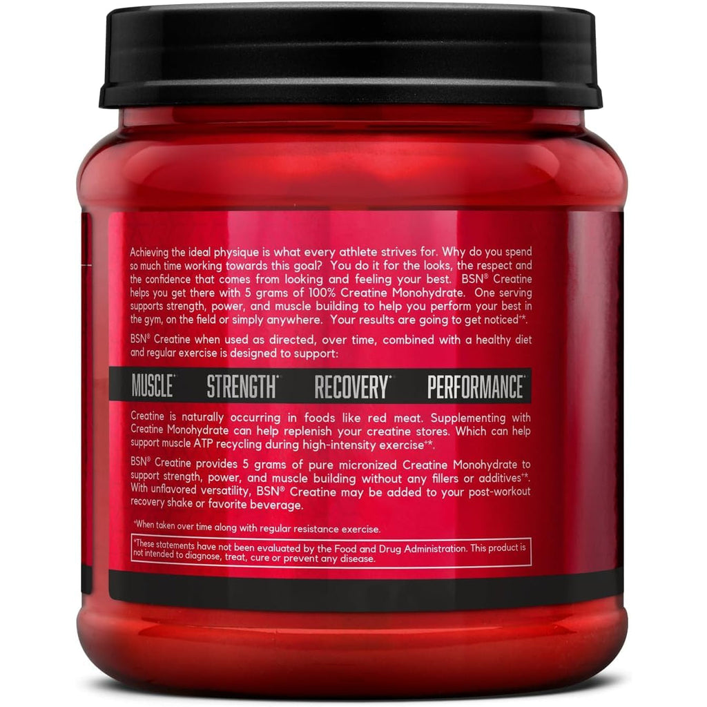 BSN Micronized Creatine Monohydrate Powder, Unflavored Creatine Powder, Micronized, Supports Muscle Building, Supports Muscle Strength, Gym Supplement, 5G per Serving, 5000Mg per Servings, 60 Servings