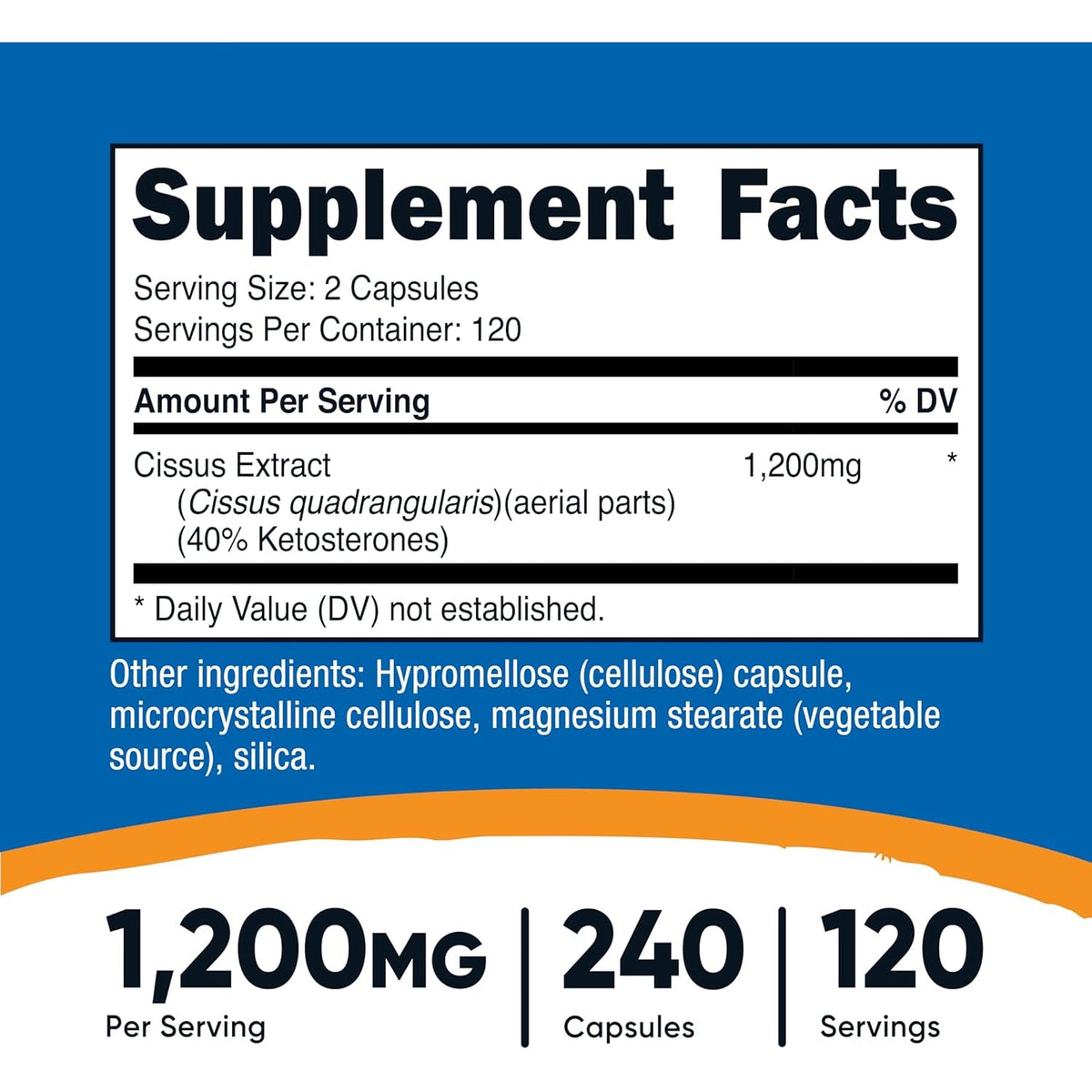 Nutricost Cissus Quadrangularis (1200Mg) 240 Capsules - 120 Servings, Gluten Free, Non-Gmo, and Vegetarian Friendly