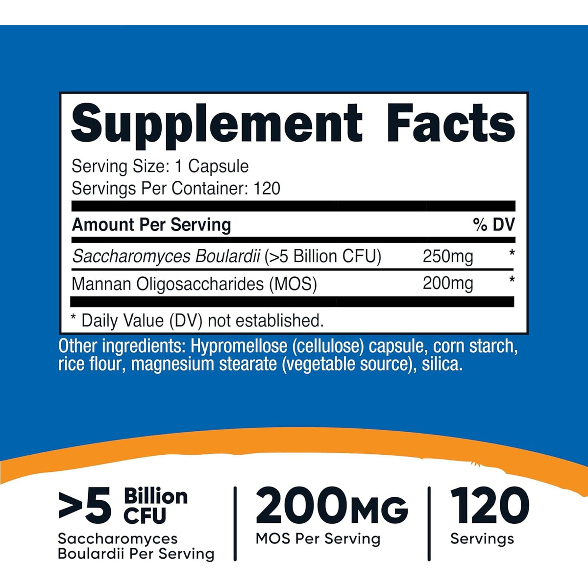 Nutricost Saccharomyces Boulardii + MOS Capsules (>5 Billion CFU) 120 Capsules - Prebiotic + Probiotic, 200Mg of MOS per Serving