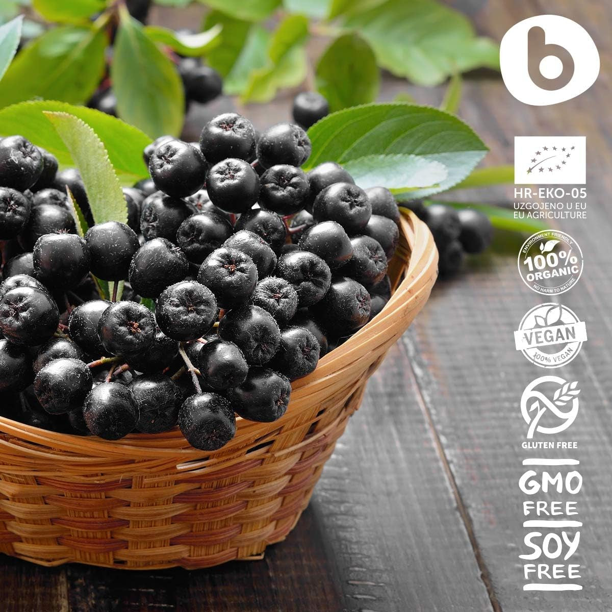 Organic Aronia Berry Capsules – Black Chokeberry Supplement with Natural Anthocyanins & Polyphenols – Supports Immune System – from Aronia Berries Powder – Non-Gmo – 500Mg, 90 Vegan Capsules