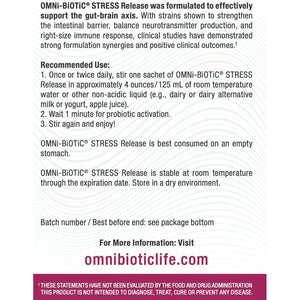 Omni Biotic Stress Release - Clinically Tested Probiotic for Stress Management & Gut-Brain Axis Support - Stress Probiotic and Mood Probiotic - Vegan, Non-Gmo (28 Daily Packets)