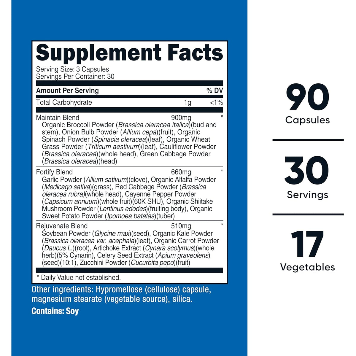 Nutricost Daily Vegetables 90 Capsules (30 Servings) - Maintain, Fortify, & Rejuvenate with 17 Vegetables