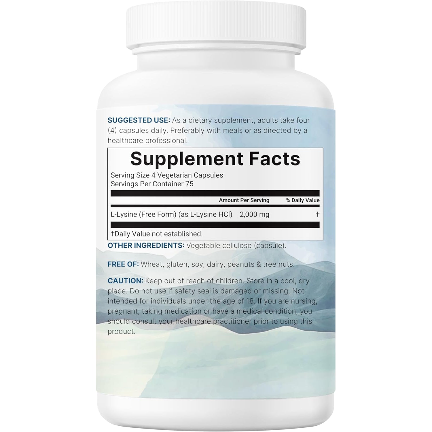 Pure L-Lysine 2,000Mg, 300 Veggie Capsules | Maximum Potency, Easily Absorbed, Free Form | Essential Amino Acid for Collagen, Lip, & Immune Support | Clean Ingredients without Fillers
