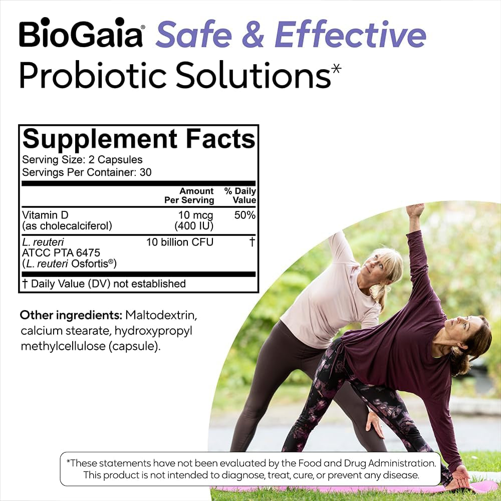 Biogaia Osfortis, Women’S Probiotic for Strong Bones, Immune Balance & GI Wellness, Contains L. Reuteri 6475, 60 Capsules, 1 Pack