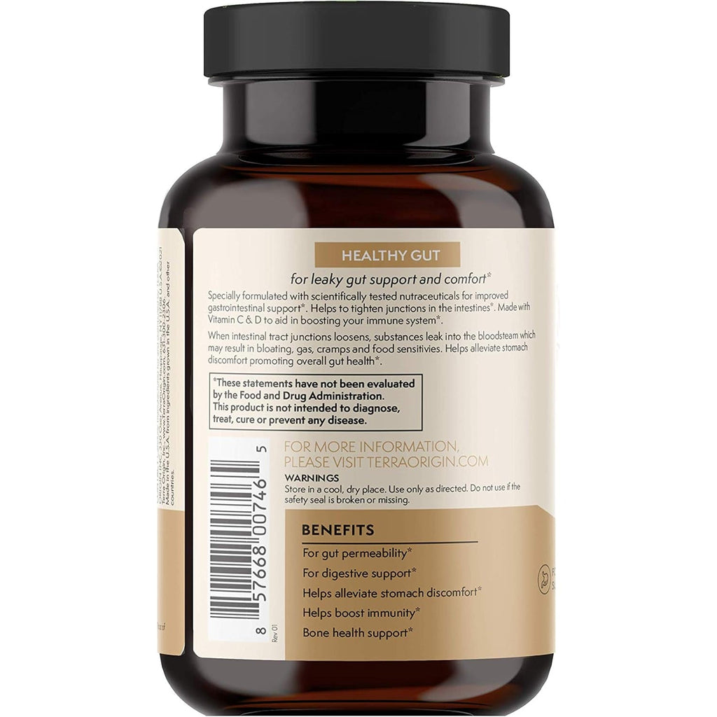 TERRA ORIGIN Healthy Gut Capsules with Immunity Boost | 90 Capsules | Non GMO, Gluten Free, Dairy Free | Digestive Support for Men and Women