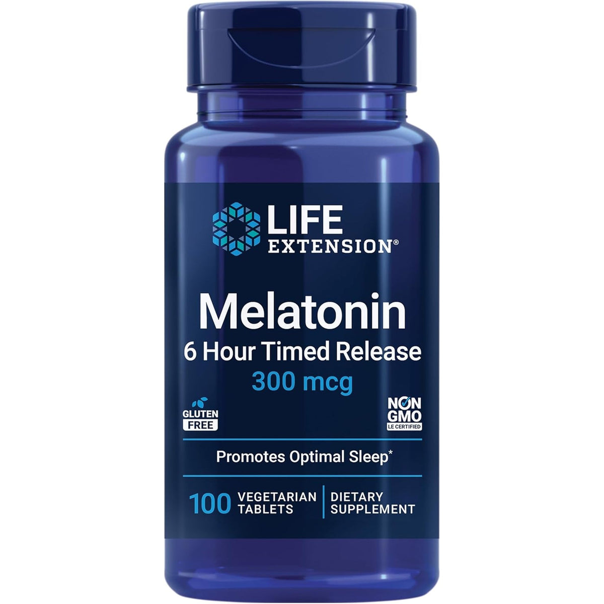 Life Extension Melatonin 6 Hour Timed Release, 300 Mcg, Extended-Release Formula for Gentle Sleep Support, Healthy Circadian Rhythms, Cellular Defense, Gluten-Free, Non-Gmo, Vegetarian, 100 Tablets