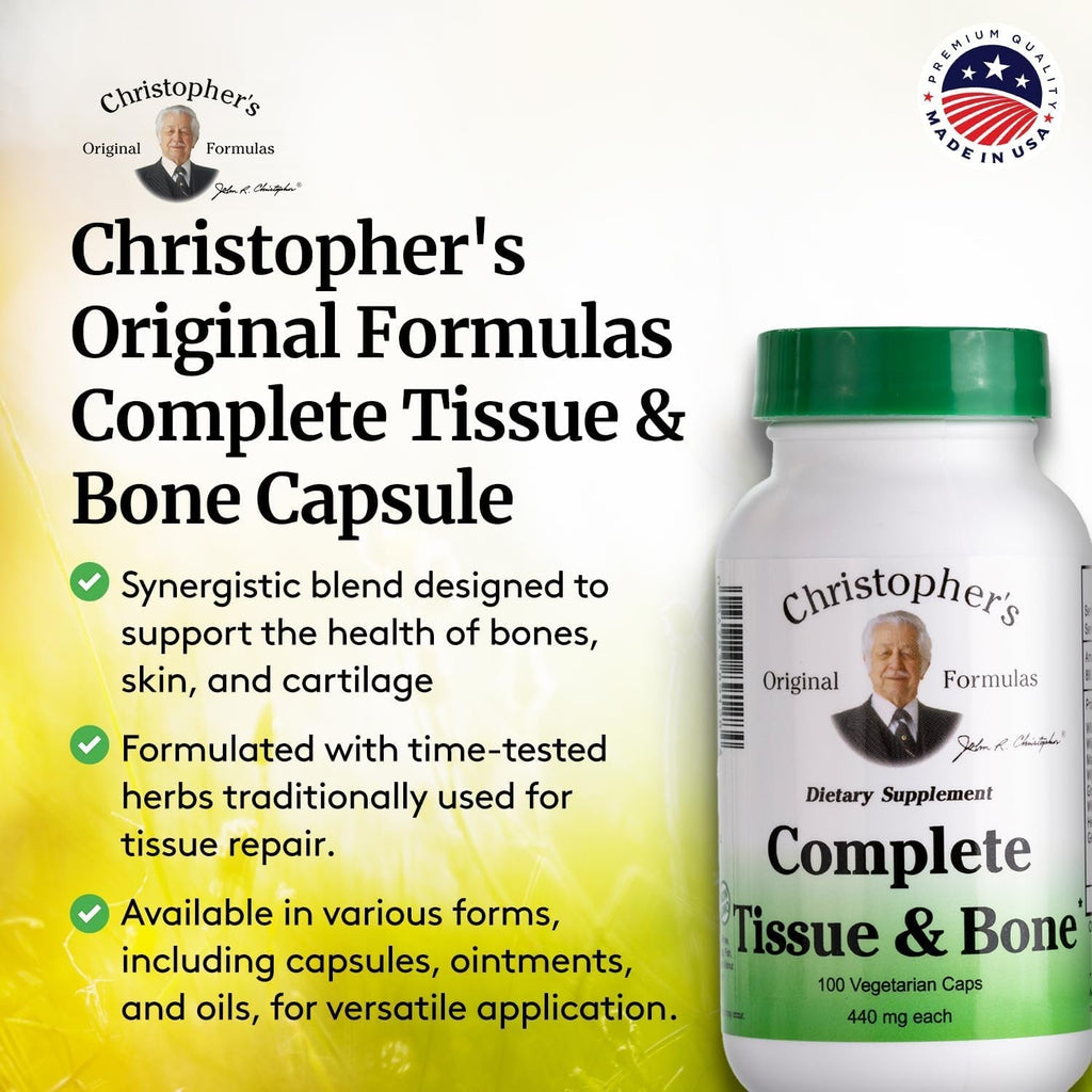 Christopher'S Original Formulas Complete Tissue & Bone Formula – 100 Veg Caps | Herbal Support for Bones & Connective Tissue