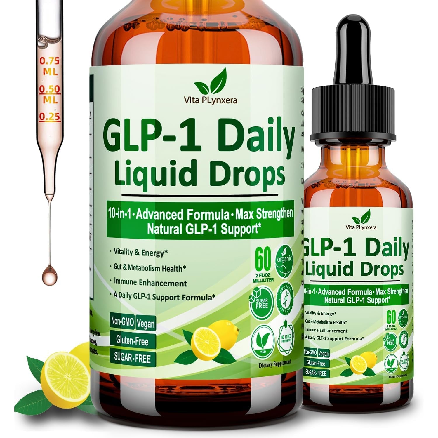 GLP-1 Support Liquid Drops, 10-In-1 Formula with Berberine, Ceylon Cinnamon, Prebiotic Fiber & Green Tea Extract | Support Healthy Metabolism, Digestive & Gut Health for Women & Men | Vegan, Non-Gmo