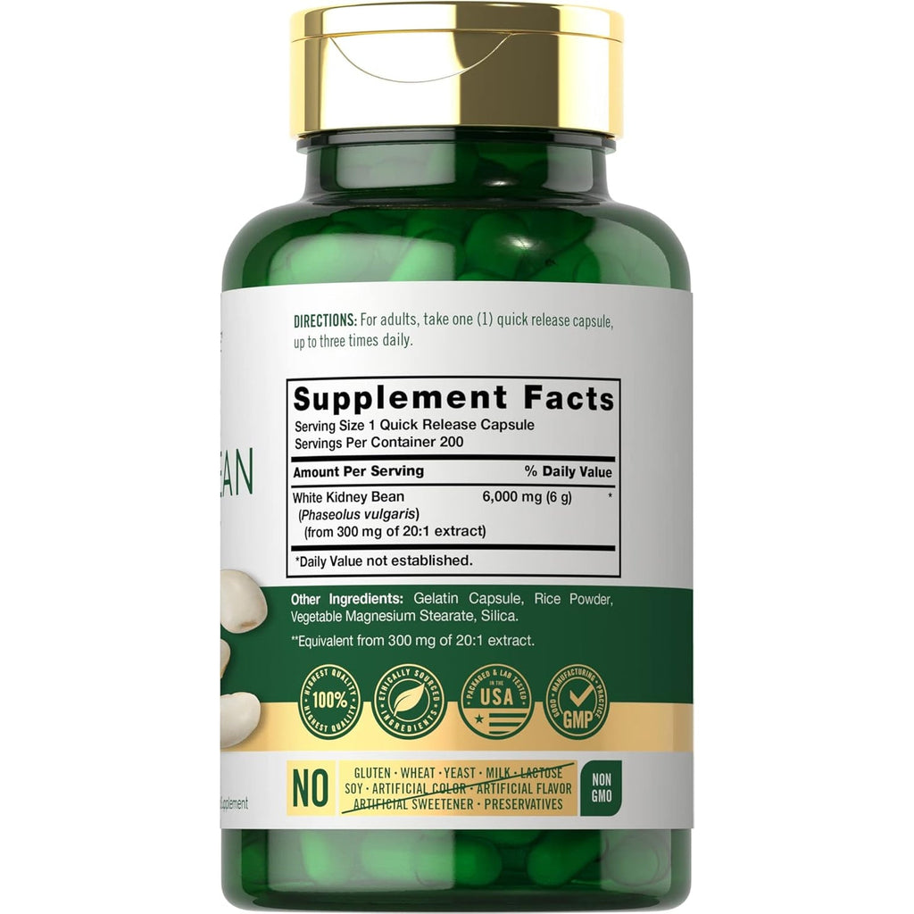 Carlyle White Kidney Bean | 200 Count | Non-Gmo & Gluten Free Extract