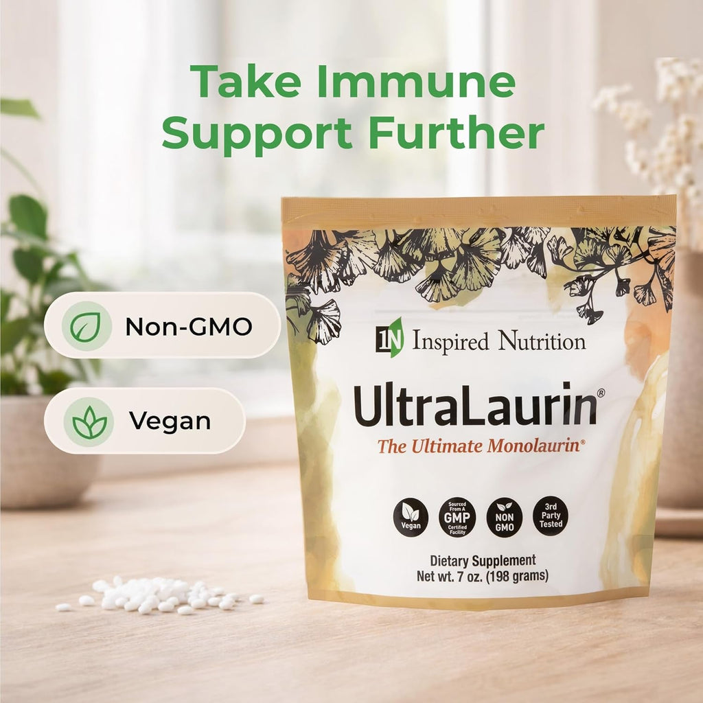 Ultralaurin® Monolaurin Supplement – 3,000 Mg Coconut-Derived Pellets for Immune & Gut Health Support, Digestive Wellness – 7 Oz - 66 Servings – Vegan, Non-Gmo, Natural Immune & Digestive Support