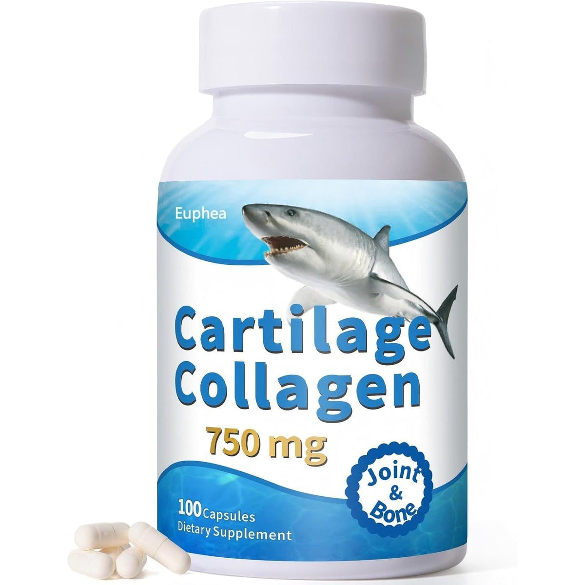 Cartilage, with Cartilage 750Mg, Glucosamine & Collagen, Great for Seniors & Athletes, 100 Capsules