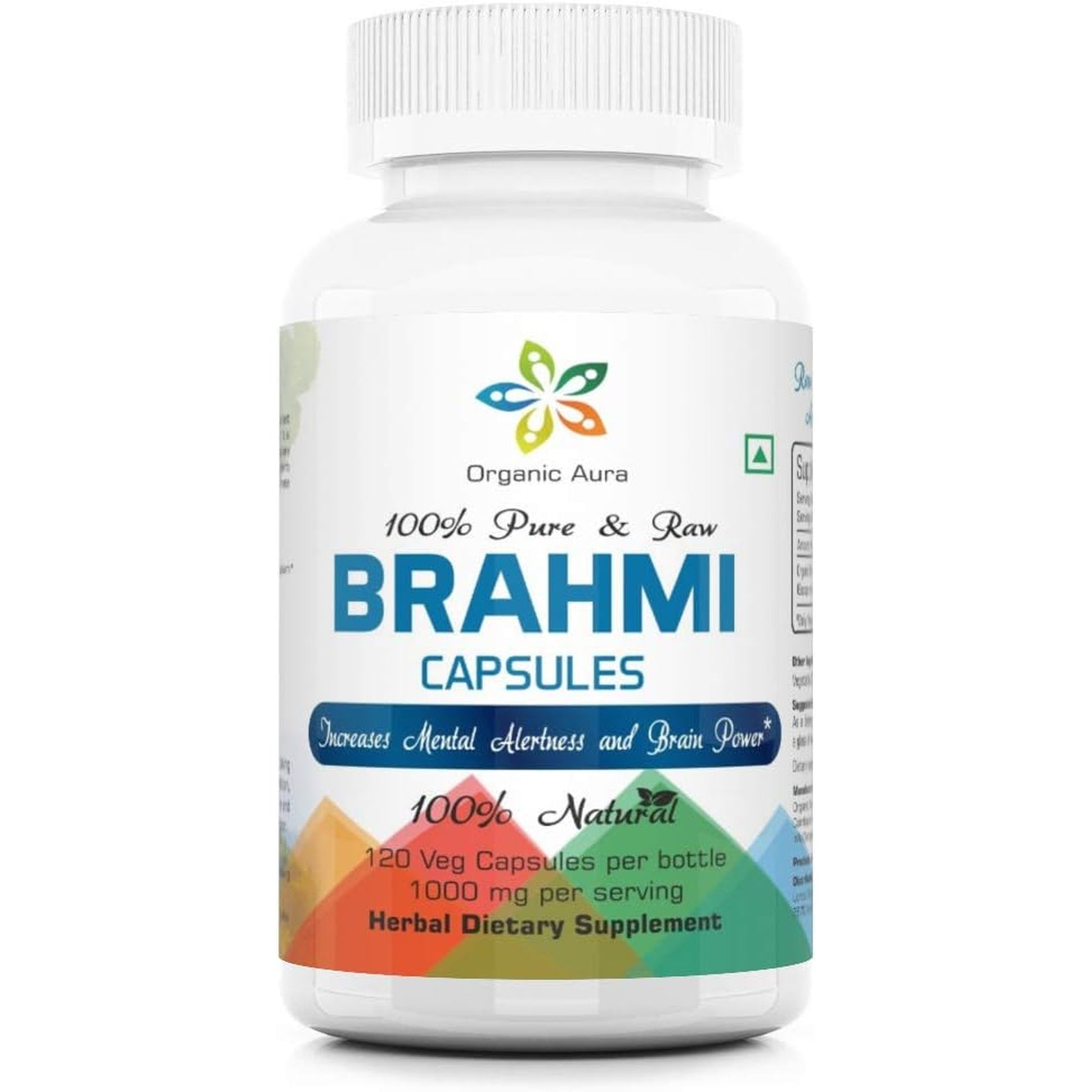 Organic Aura Brahmi Capsules -120 Count. Naturally Strengthens and Boosts Immunity and Memory. Whole Green Superfood. Non GMO - Gluten Free.
