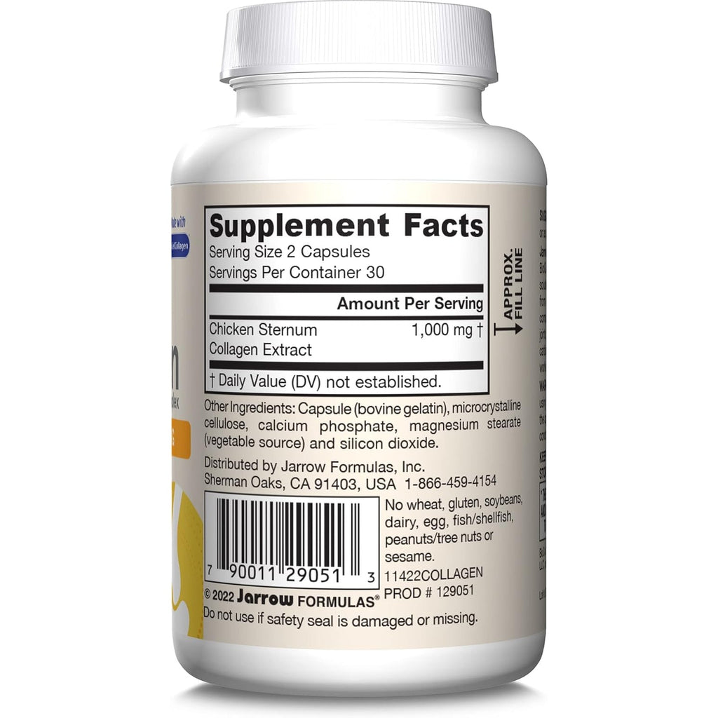 Jarrow Formulas® Type II Collagen Complex 1000 Mg Supplements, Supports Skin and Joint Health, 60 Capsules, 30 Day Supply