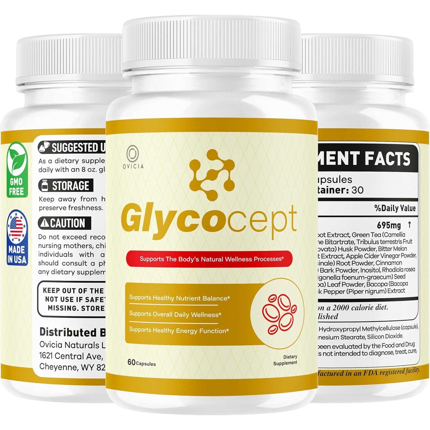 Glycocept - Glycocept Advanced Formula Support Capsules All Natural Premium Ingredients Maximum Strength, Daily Pills Support Vitamins for Health and Wellness, 60 Capsules for 1 Month