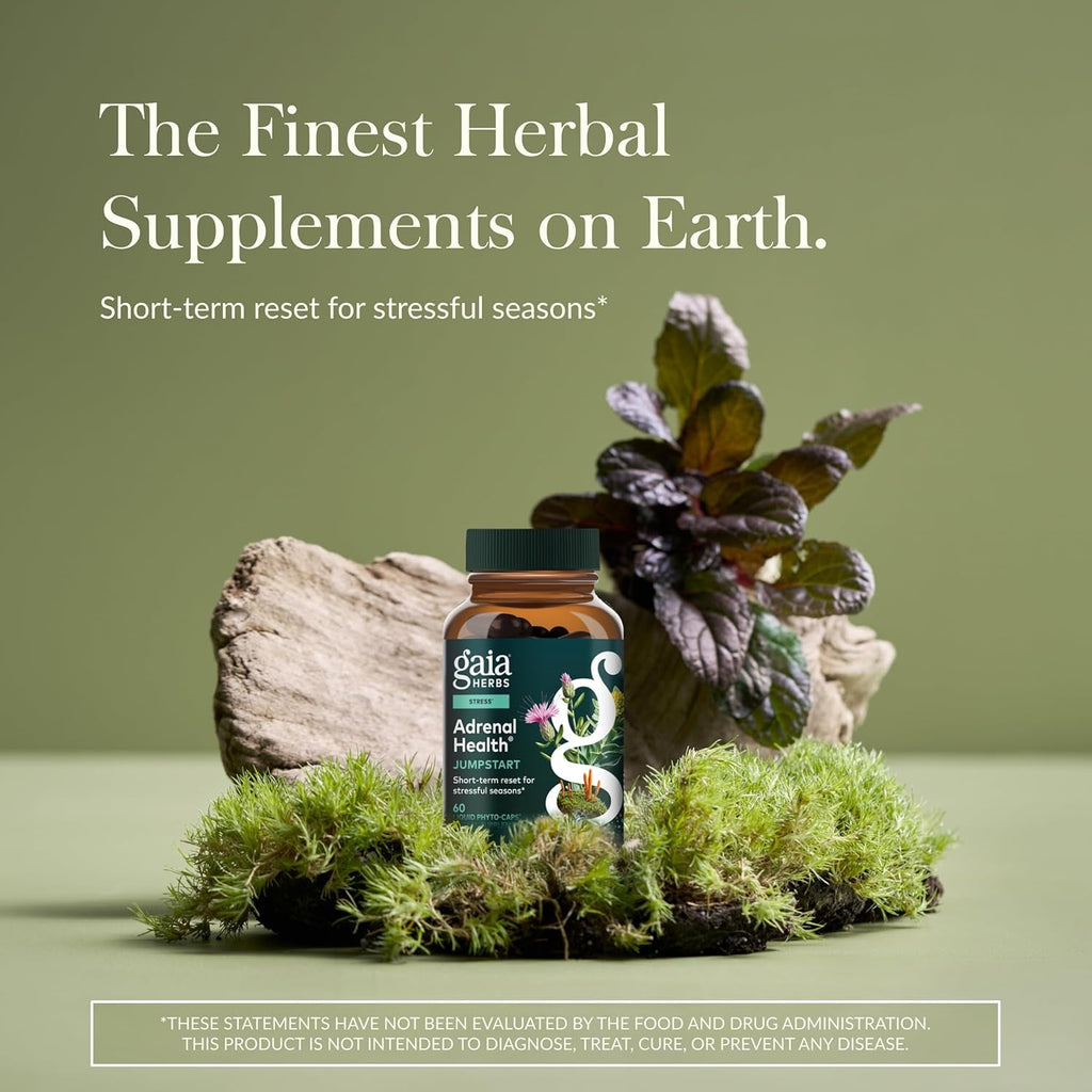 Gaia Herbs Adrenal Health Jumpstart - Helps Sustain Healthy Energy & Stress Levels* - with Cordyceps, Schisandra, Rhodiola & Licorice - 60 Vegan Liquid Phyto-Capsules (30 Servings)