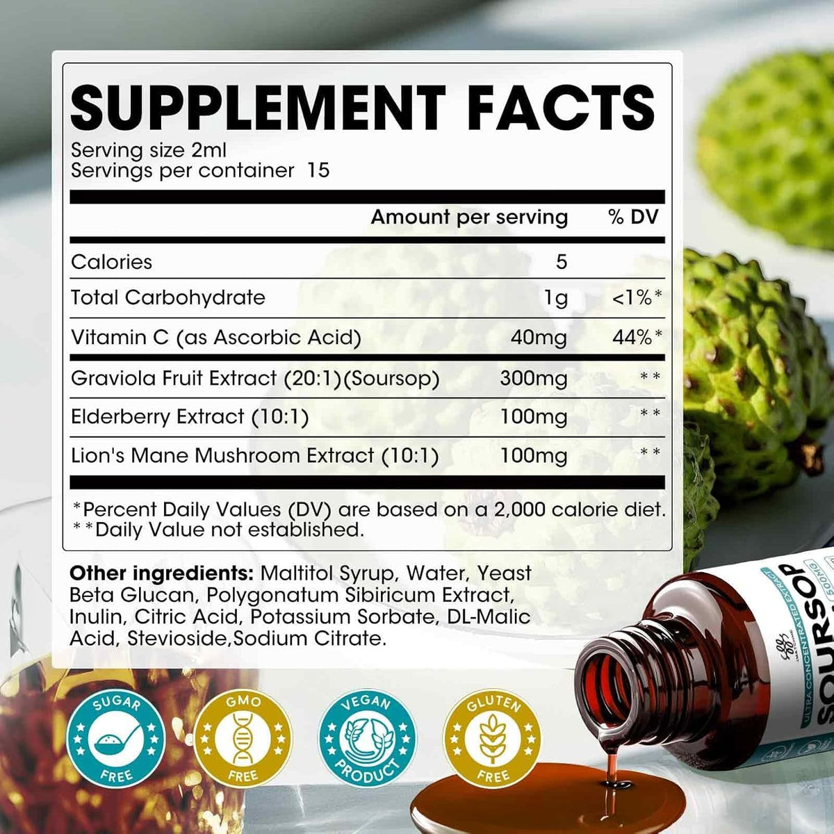 Imatchme Soursop Graviola Liquid Drop for Immune, Gut, Antioxidants, Cell & Energy, Soursop Bitters Liquid with Elderberry & Lion Mane Mushroom, 3X Power Herbal, Sugar-Free, Natural Flavor, 1 Fl Oz